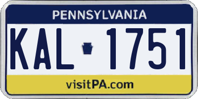 PA license plate KAL1751