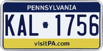 PA license plate KAL1756