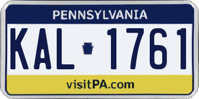PA license plate KAL1761