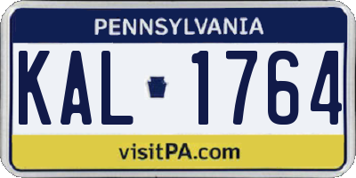 PA license plate KAL1764
