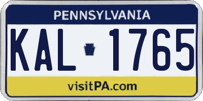 PA license plate KAL1765