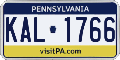 PA license plate KAL1766