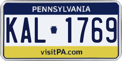 PA license plate KAL1769