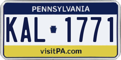 PA license plate KAL1771