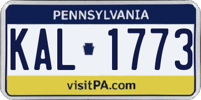 PA license plate KAL1773