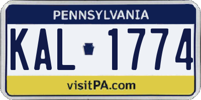 PA license plate KAL1774