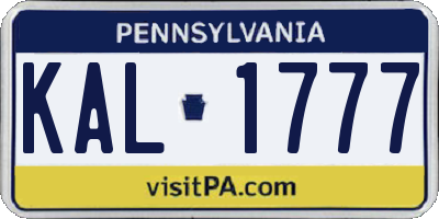 PA license plate KAL1777
