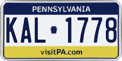 PA license plate KAL1778