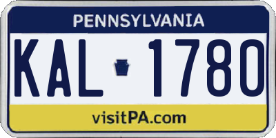 PA license plate KAL1780
