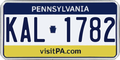 PA license plate KAL1782