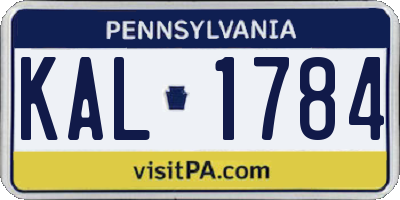 PA license plate KAL1784