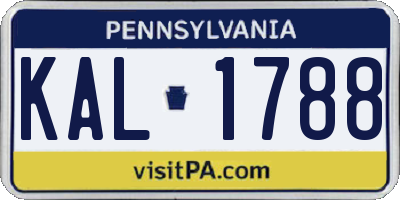 PA license plate KAL1788