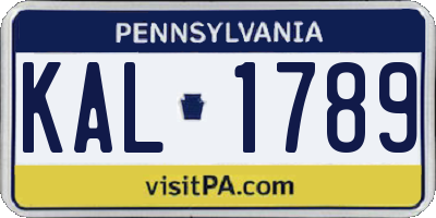 PA license plate KAL1789