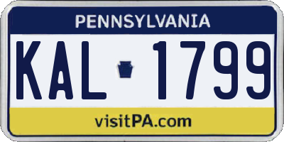 PA license plate KAL1799