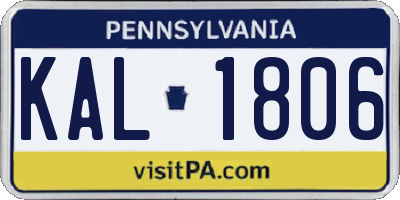 PA license plate KAL1806