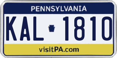 PA license plate KAL1810