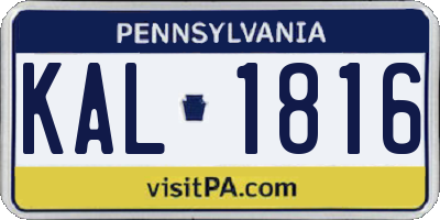 PA license plate KAL1816