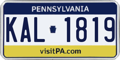 PA license plate KAL1819