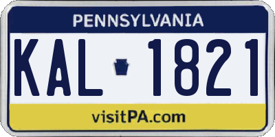 PA license plate KAL1821