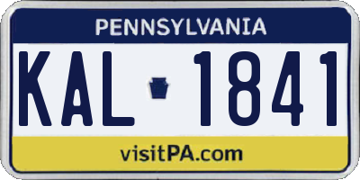 PA license plate KAL1841