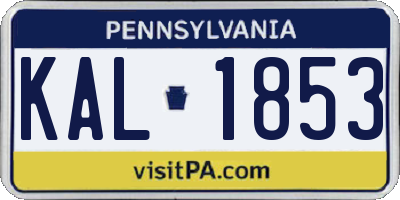 PA license plate KAL1853