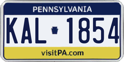 PA license plate KAL1854