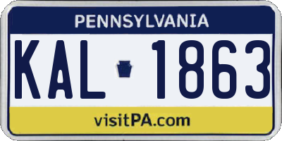 PA license plate KAL1863