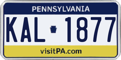PA license plate KAL1877