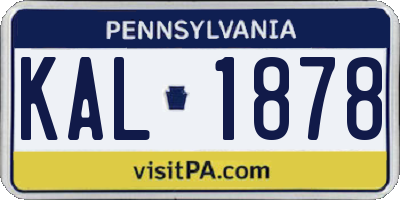 PA license plate KAL1878