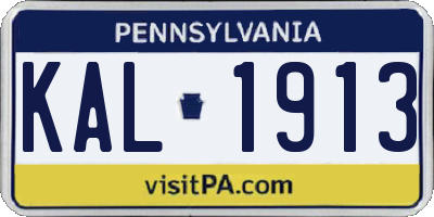 PA license plate KAL1913