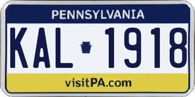 PA license plate KAL1918