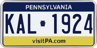 PA license plate KAL1924
