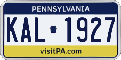 PA license plate KAL1927