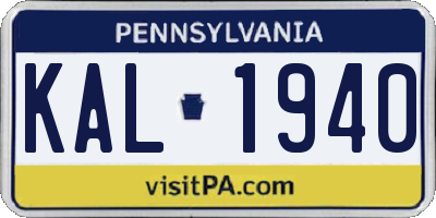 PA license plate KAL1940