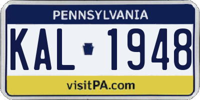PA license plate KAL1948