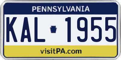 PA license plate KAL1955