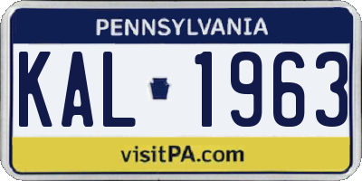 PA license plate KAL1963