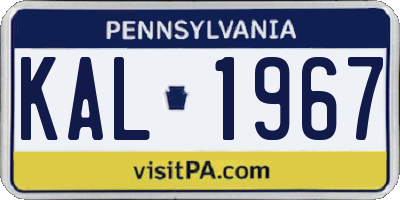 PA license plate KAL1967