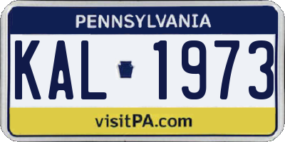 PA license plate KAL1973