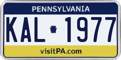 PA license plate KAL1977