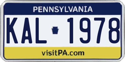 PA license plate KAL1978