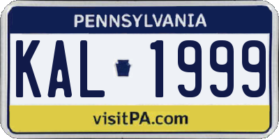 PA license plate KAL1999