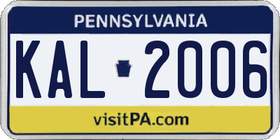 PA license plate KAL2006