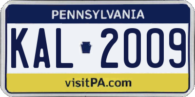 PA license plate KAL2009