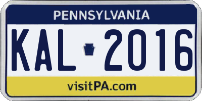 PA license plate KAL2016