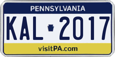 PA license plate KAL2017