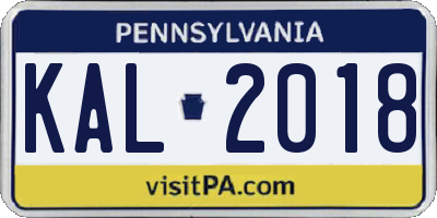 PA license plate KAL2018