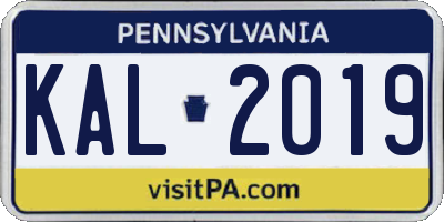 PA license plate KAL2019