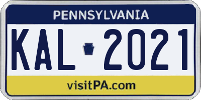 PA license plate KAL2021