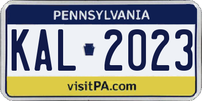 PA license plate KAL2023